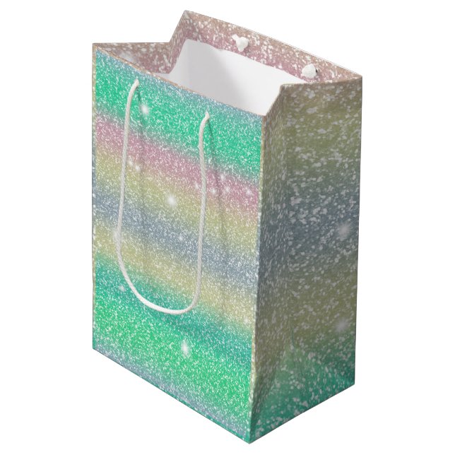 Sac Cadeau Moyen Texture Licorne Pailletée  (Devant Angle)