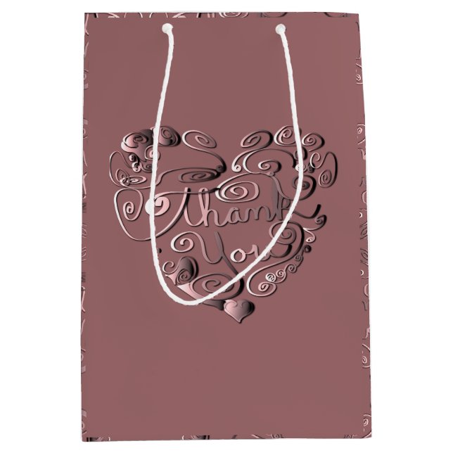 Sac Cadeau Moyen "Thank You" Mauve Gift Bag (Devant)