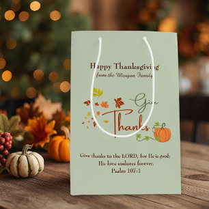 Sac Cadeau Moyen Thanksgiving Christian Nom personnalisé et coupl