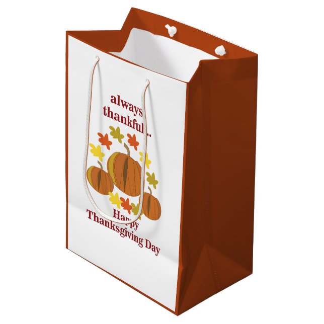 Sac Cadeau Moyen Thanksgiving Thanksgiving Citrouille Automne Thank (Devant Angle)