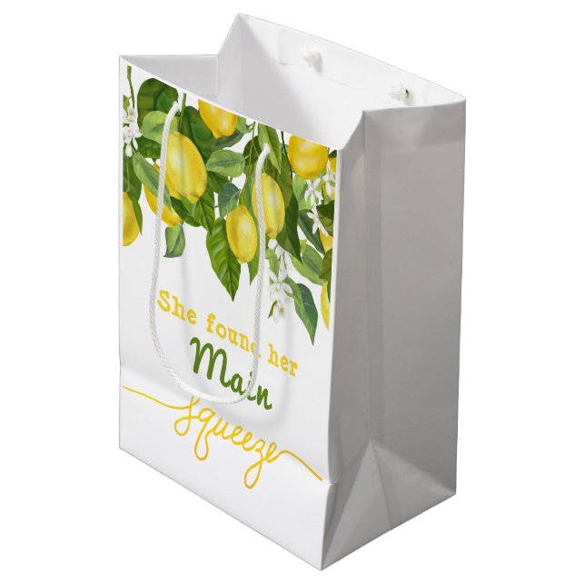 Sac Cadeau Moyen Thème de mariage Mariée Fête de douche au citron M (Devant Angle)