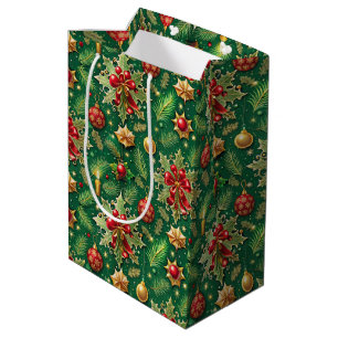 Sac Cadeau Moyen Thème de Noël Festif Colorful Motif