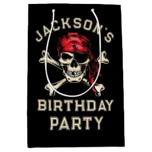 Sac Cadeau Moyen Thème pirate Fête Adulte Salé Crâne Noir