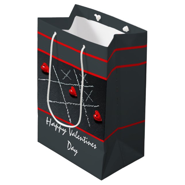 Sac Cadeau Moyen Tic Tac Toe Hearts (Devant Angle)