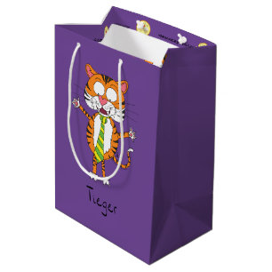 Sac Cadeau Moyen Tigre drôle dans une Cravate caricature pour enfan