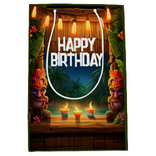 Sac Cadeau Moyen Tiki Luau Hawaiian Tropical Island Beach Anniversa