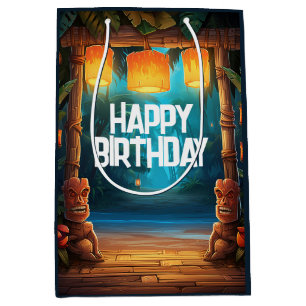 Sac Cadeau Moyen Tiki Luau Hawaiian Tropical Island Beach Anniversa