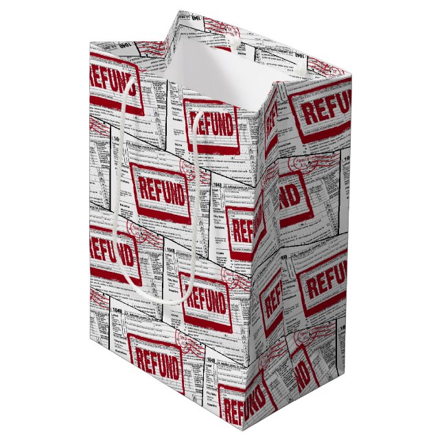 Sac Cadeau Moyen Timbre de remboursement sur le formulaire 1040 IRS (Devant Angle)