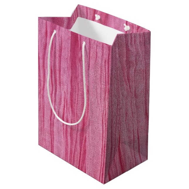 Sac Cadeau Moyen Tissu de crêpe rose (Dos Angle)