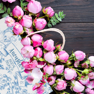 Sac Cadeau Moyen Toile bleue et blanche de Jouy Fête des mariées