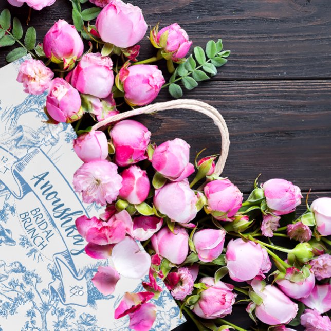 Sac Cadeau Moyen Toile bleue et blanche de Jouy Fête des mariées (Créateur téléchargé)
