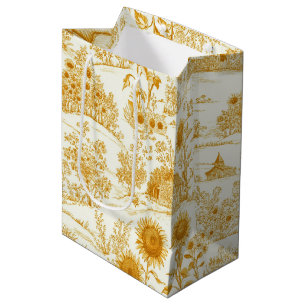 Sac Cadeau Moyen Toile de campagne Tournesol Vintage Jaune