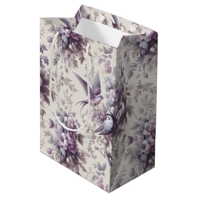 Sac Cadeau Moyen Toile de France Fleurie Birds (Dos Angle)