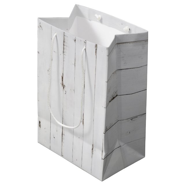 Sac Cadeau Moyen Ton Bois Blanc Rustique (Devant Angle)