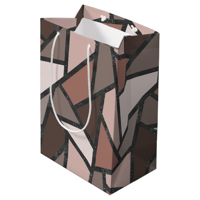 Sac Cadeau Moyen Tons de motif en vitrail marron (Dos Angle)