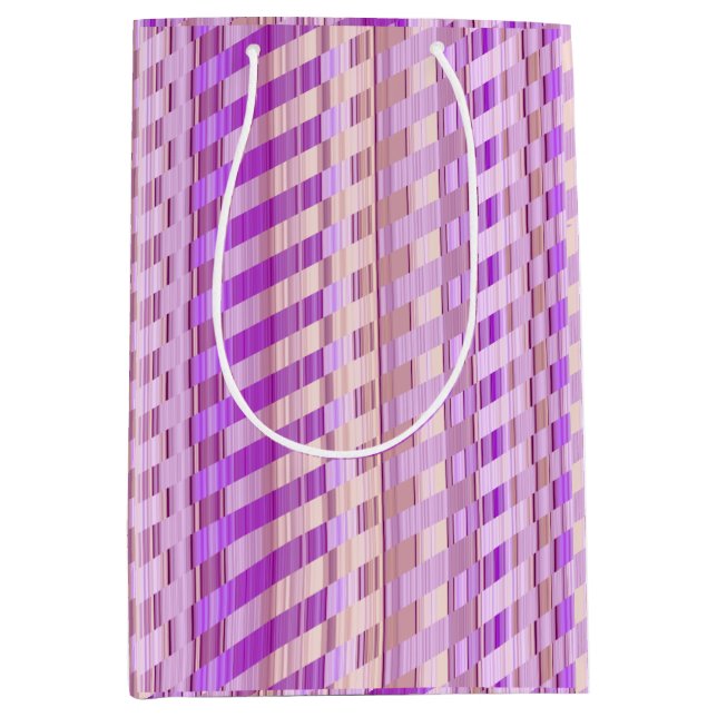 Sac Cadeau Moyen Tons de rayures violettes (Devant)