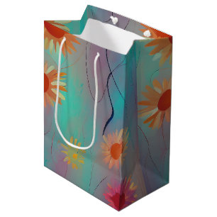 Sac Cadeau Moyen Tons muets tournesols abstraits