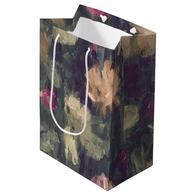 Sac Cadeau Moyen Tons muets vintages floraux (Devant Angle)