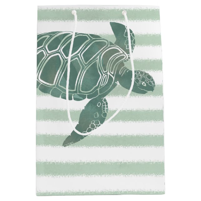Sac Cadeau Moyen Tortue de mer d'aquarelle (Devant)