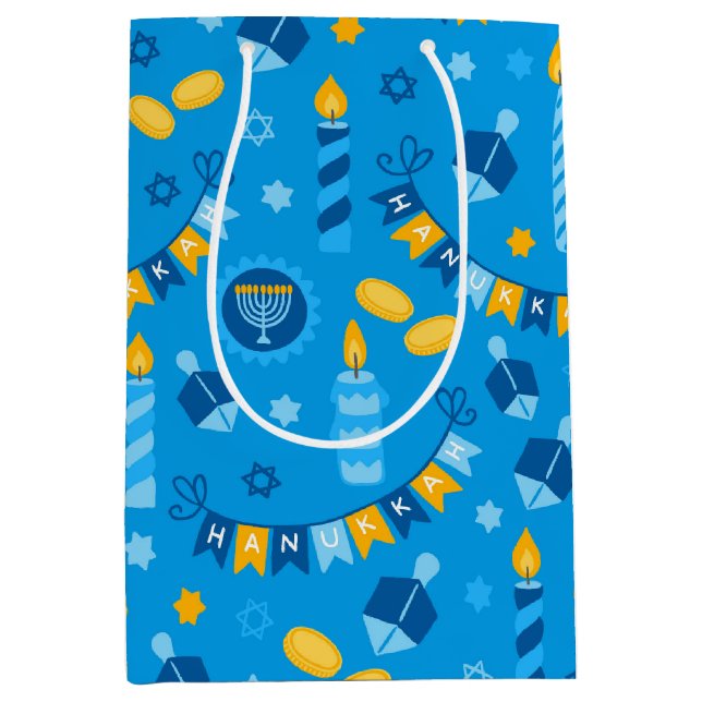 Sac Cadeau Moyen Toupies de Hanouka (Devant)