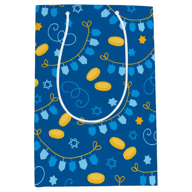 Sac Cadeau Moyen Toupies de Hanouka  (Devant)