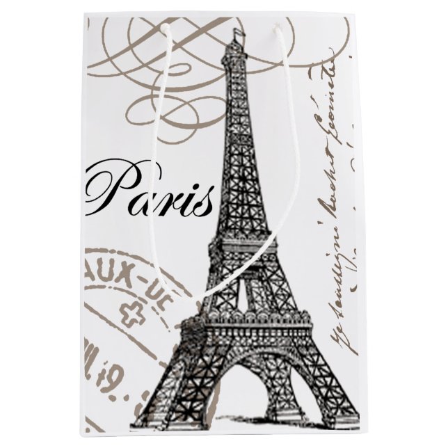 Sac Cadeau Moyen Tour Eiffel vintage moderne (Devant)