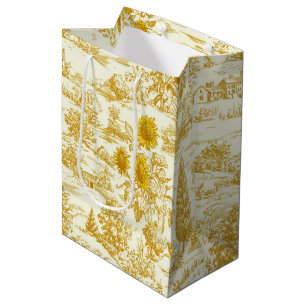 Sac Cadeau Moyen Tournesol Campagne Vintage Toile Jaune (2)