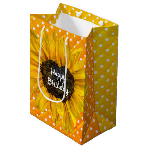 Sac Cadeau Moyen Tournesol Coeur Anniversaire En Pois