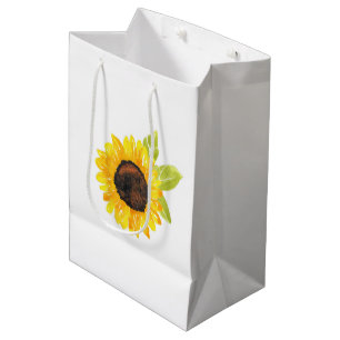 Sac Cadeau Moyen Tournesol peint à la main d'aquarelle
