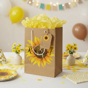 Sac cadeau moyen tournesol personnalisé