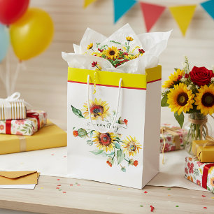 Sac Cadeau Moyen Tournesols aquarelle personnalisés   