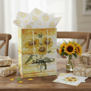 Sac Cadeau Moyen Tournesols sur bois