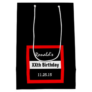 Sac Cadeau Moyen Tout noir d'anniversaire d'année avec la coutume