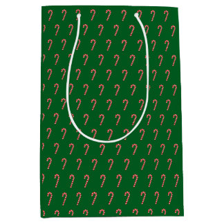 Sac Cadeau Moyen Traditional candy cane & green