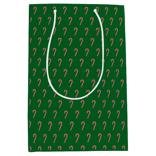 Sac Cadeau Moyen Traditional candy cane & green (Devant)