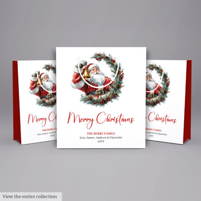 Sac Cadeau Moyen Traditional Santa Claus Cozy Red Green Gift Bag (Traditional Santa Claus Cozy Red Green Gift Bag)