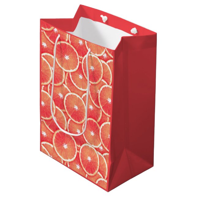 Sac Cadeau Moyen Tranches de pamplemousse rose (Devant Angle)