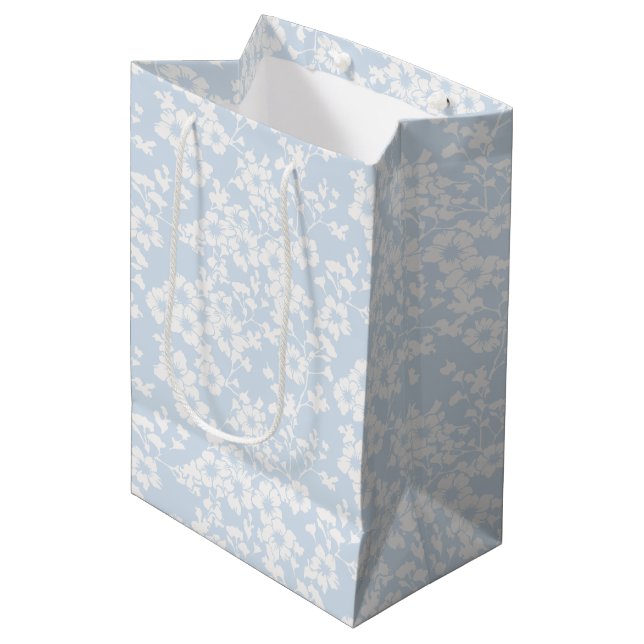 Sac Cadeau Moyen Trellis Floral - Bleu Poudre (Devant Angle)
