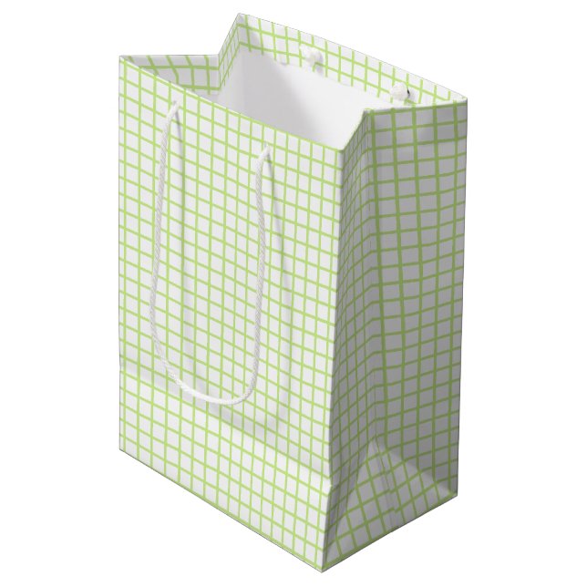 Sac Cadeau Moyen Trellis Spring Green - White (Devant Angle)