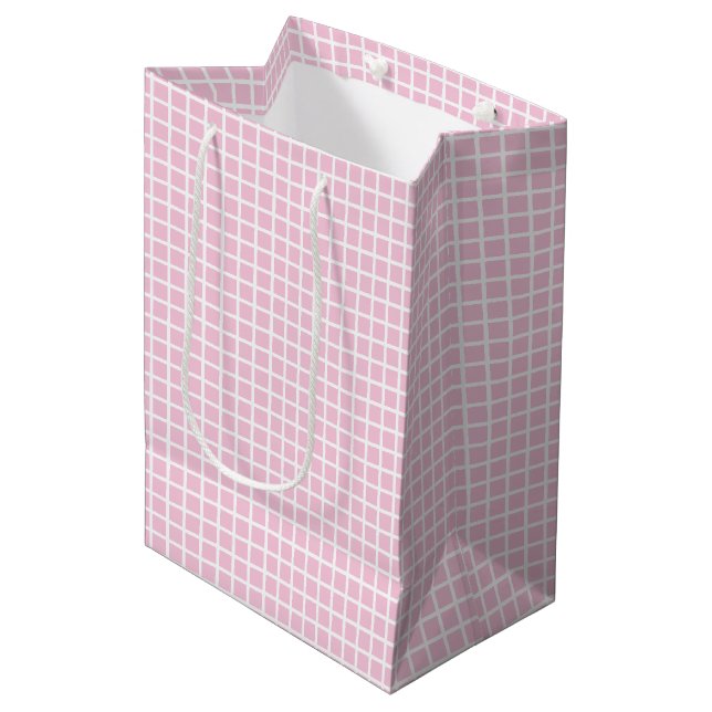 Sac Cadeau Moyen Trellis White - Rose Clair (Devant Angle)