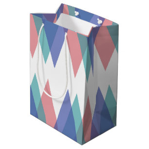 Sac Cadeau Moyen Triangles bleu et corail