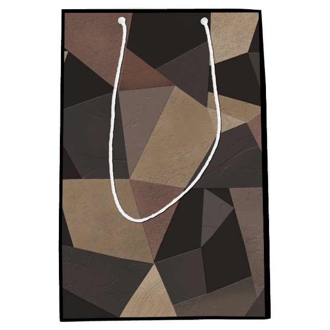 Sac Cadeau Moyen Triangles polygonaux géométriques imprimés couleur (Devant)