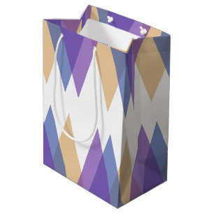 Sac Cadeau Moyen Triangles pourpre, bleu et jaune