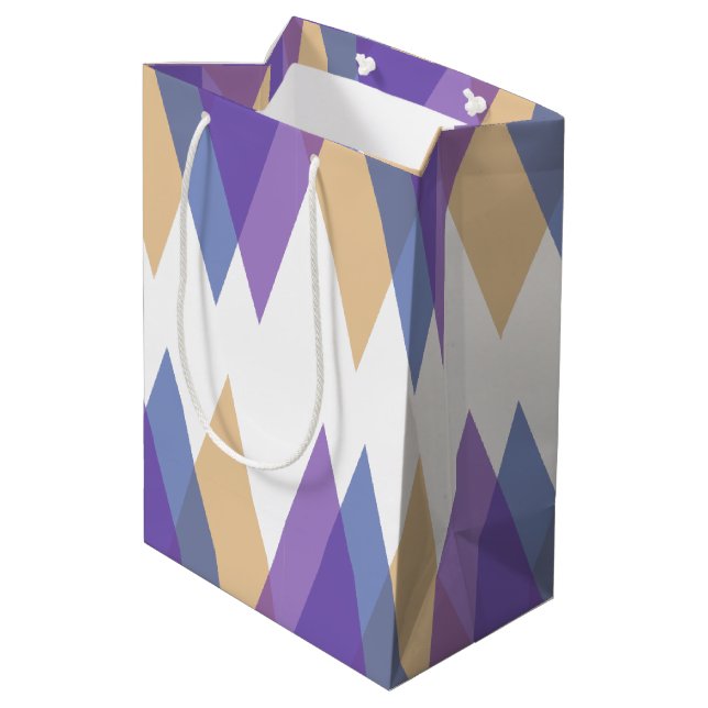Sac Cadeau Moyen Triangles pourpre, bleu et jaune (Dos Angle)