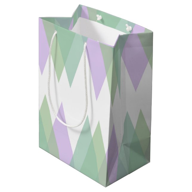 Sac Cadeau Moyen Triangles vert et lilas (Dos Angle)