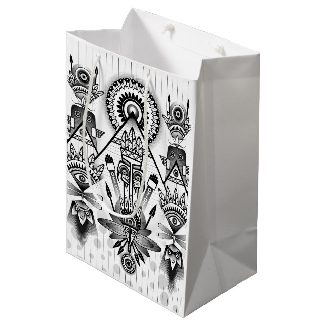 Sac Cadeau Moyen Tribal autochtone Abstrait (Devant Angle)