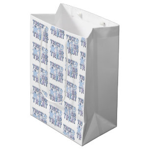 Sac Cadeau Moyen Trick or Treat Fantômes Mignons Blanc Halloween