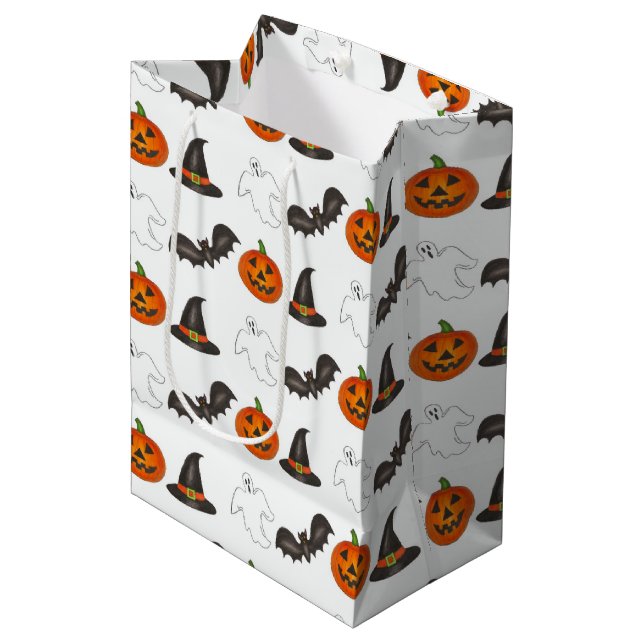 Sac Cadeau Moyen Trick or Treat Halloween chauve-chauve-souris Citr (Devant Angle)