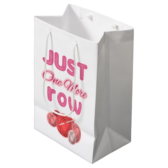 Sac Cadeau Moyen Tricot Rose Juste Une Rangée De Plus (Devant Angle)