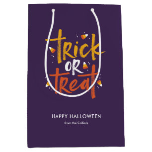 Sac Cadeau Moyen Tricoter ou traiter l'Halloween du maïs bonbon